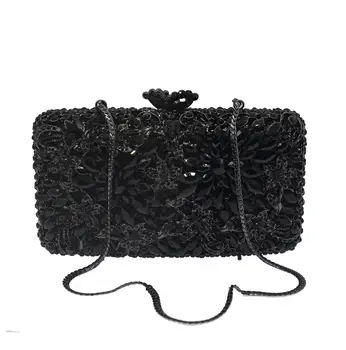 XIYUAN Borsa da donna in cristallo nero con pochette Borse da donna con pietre Pochette con strass Borsa da sposa Borse a tracolla Borsa arancione 1