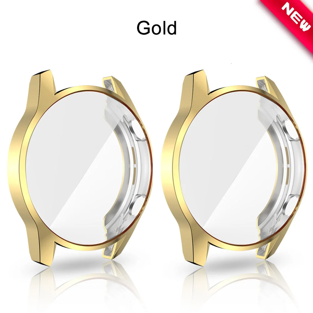 Gold 2 шт., мягкий ультра-тонкий защитный силиконовый чехол из ТПУ для huawei Watch GT 2, Сменный Чехол, ремешок, аксессуары для умных часов - Цвет: Gold