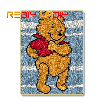 

Latch Hook Rug Kits Crocheting Carpet Rug Cartoon Bear Acrylic Yarn Pre-Printed Canvas Cushion Mat DIY Crochet Tapestry Crafts