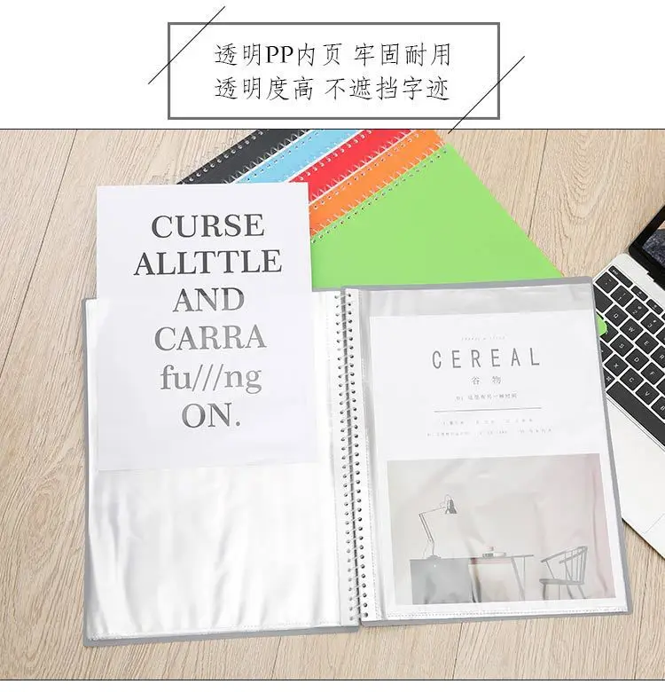 20/40 Page Coil Info Booklet 36 Hole A4 Transparent Loose-leaf Bag Office Students Folder Plastic Folder