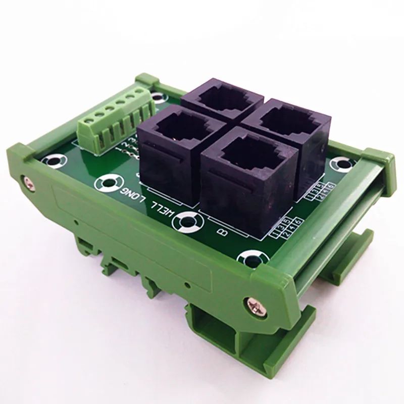 RJ11/RJ12 6P6C Джек 4-полосная DIN рейка крепление Интерфейс модуль, клеммный блок, разъем