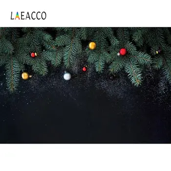 

Photo Background Dark Black Wall Merry Christmas Happy New Year Party Decor Pine Fur Ball Child Photography Backdrop Photostudio