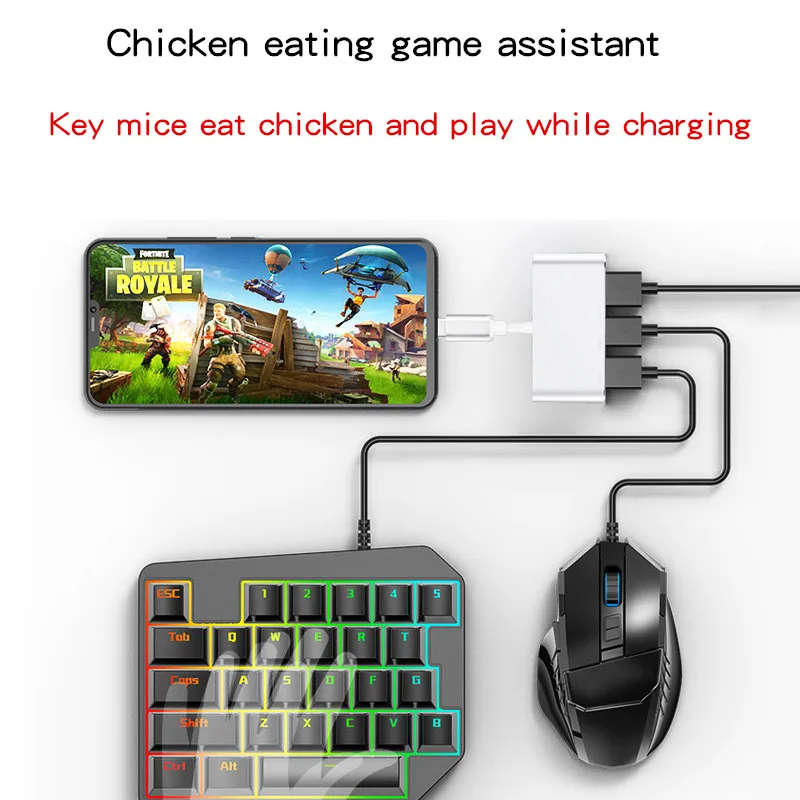 

3 In1 Type-C Male To Female Micro OTG USB Port Game Mouse Keyboard Adapter Cable for Android Phone Tablet Black USB Flash Disk
