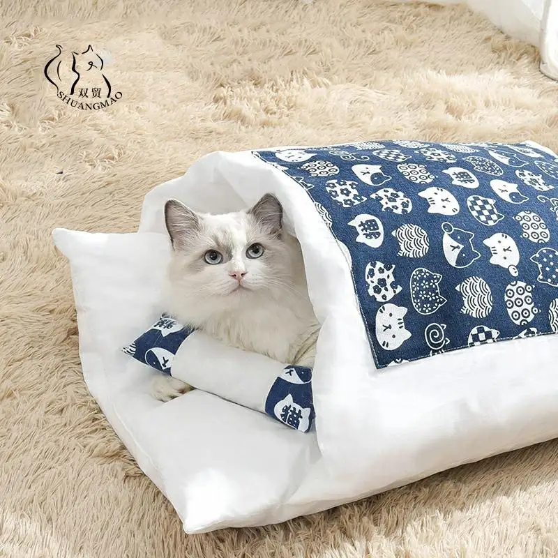 Removable Dog Cat Bed Sleeping Bag Sofas Mat Winter Warm House Small Pet Puppy Kennel Nest Cushion Products | Дом и сад