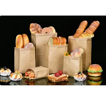

Food grade kraft paper bag refrigerator storage baking toast bread packaging bag oil-proof burger takeaway pastry bag