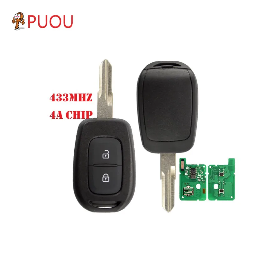 2 кнопки дистанционного ключа 433 МГц с чипом 4A HITAG AES для Renault Sandero Dacia Logan Lodgy Dokker Duster