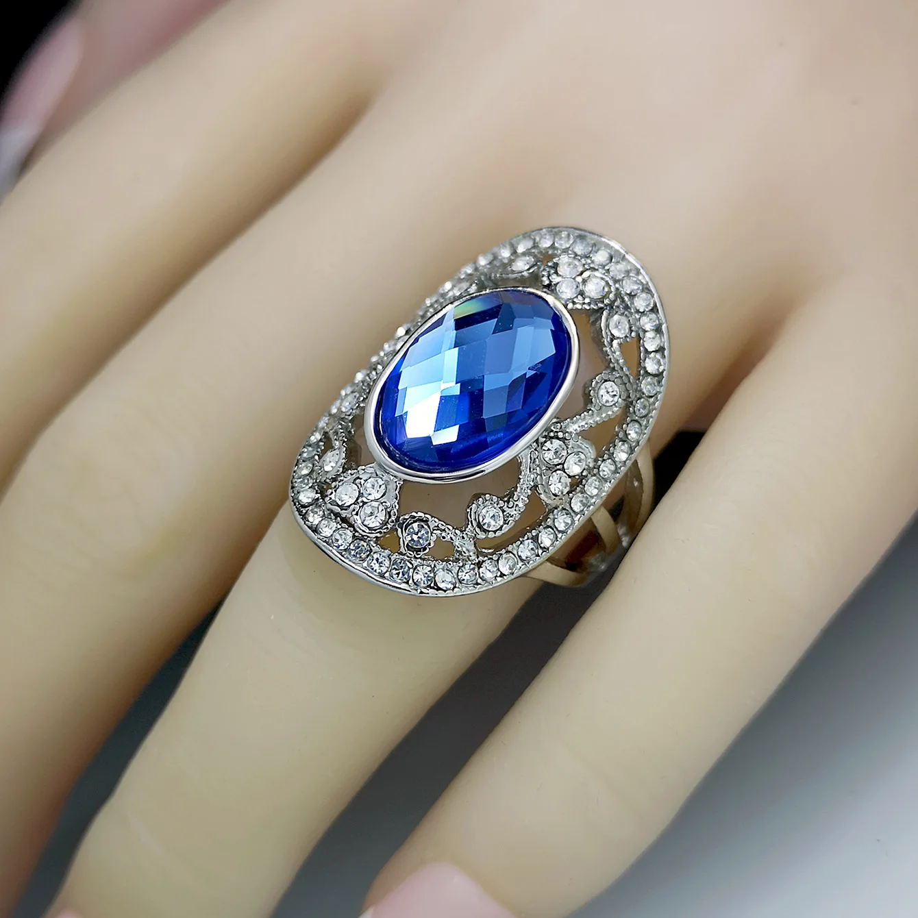 2022 Women Ladies Blue Stone Ring Crystal Round Zircon Finger Ring Cute  Wedding Jewelry Silver Color Love Engagement Ring - Price history & Review  | AliExpress Seller - JUNXIN Official Store | Alitools.io