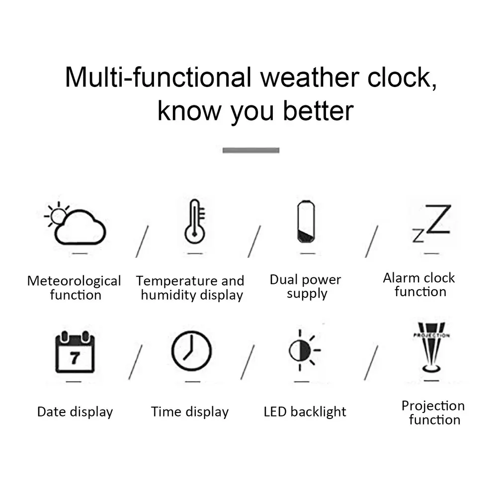 Часы проекция цифровой проектор метеостанция часы температура влажность электронный ЖК-термометр будильник