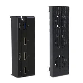 

Cooling Fan+4 Ports USB HUB Accessories Kit for Sony PlayStation 4 PS4 Slim Intelligent Temperature-controlled Cooling Fan