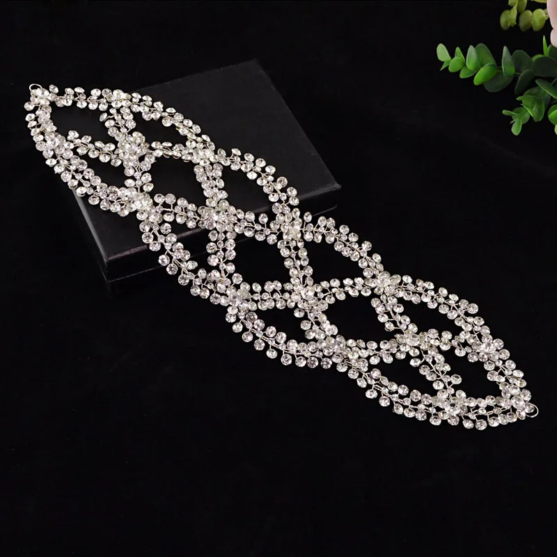 SLBRIDAL Handmade Luxury Crystal Rhinestones Wedding Tiara Headband Bridal Pageant Princess Crown Hair Accessories Women Jewelry