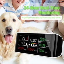 Dm69 analisador de qualidade do ar display digital tela comum co2 pm2.5 pm10 hcho tovc temperatura detector umidade monitor