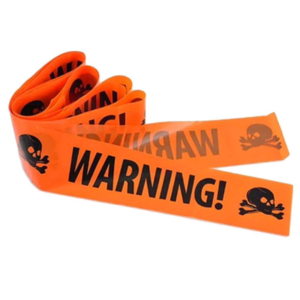 

Behogar 600x8cm Halloween Skull Pattern Warning Caution Tape Signs Decoration Props for Home Party Cemetery Bar Haunted House