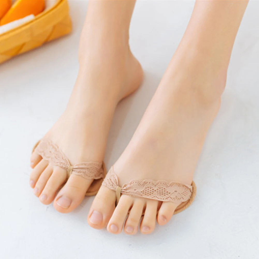

Women Pain Relief Summer Toe Pads Peds Toeless Forefoot Invisible Liner Useful Half Yard Foot Care Heelless Socks Slip Resistant