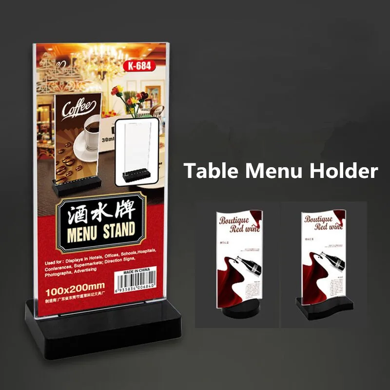 100*200mm Double-Sided Restaurant Plastic Table Top Acrylic Sign Holder Frames T-Shape Menu Document Paper Picture Holder Stand a6 105x148mm double sided plastic desktop photo picture portrait style ad frame acrylic slant back sign holders flyer stand