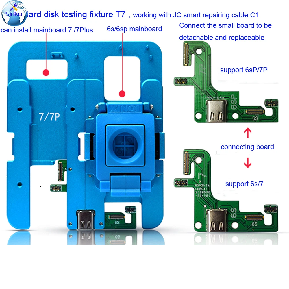 JC устройство для тестирования жесткого диска T7 T8 тестер для iPhone 6 6S 6splus 7 7Plus 8 8P тестирование функции щетки работа с умным кабелем C1