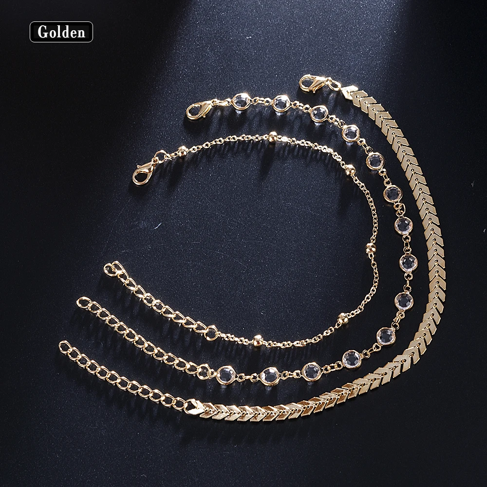 2020 3Pcs/Set Gold Ankle Bracelet Women Anklet Adjustable Chain Summer Beach Barefoot Sandals Bracelet ankle Leg Female Ankle 2020 3Pcs/Set Gold Ankle Bracelet Women Anklet Adjustable Chain Summer Beach Barefoot Sandals Bracelet ankle Leg Female Ankle