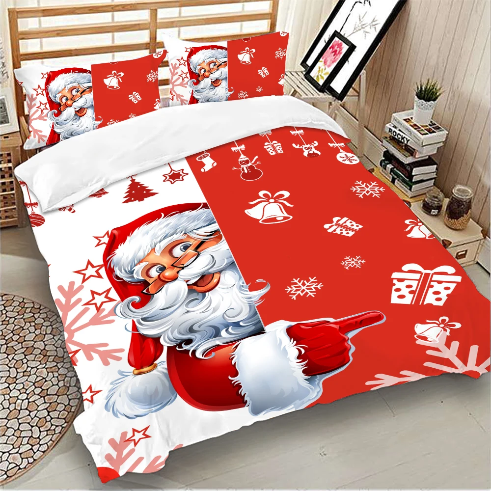 3D рождественские комплекты постельного белья с Санта Клаусом, постельное белье, мягкие комфортные наволочки, постельное белье AU Double US queen, набор пододеяльников