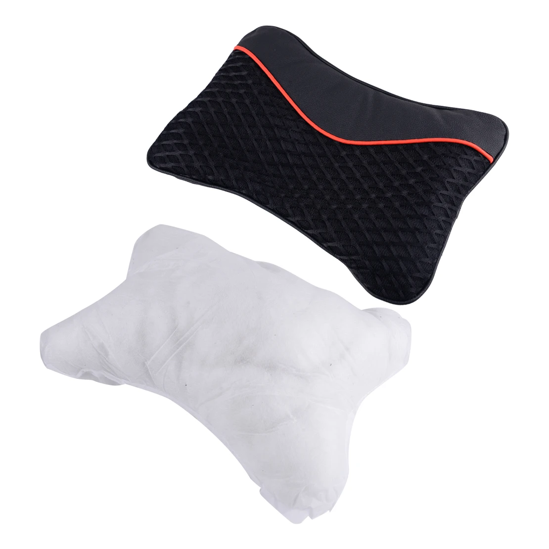 Cheap DWCX 2pcs Car Interior Black PU Soft Cotton Car Headrest Supplies Neck Rest Pillow Travel Accessories