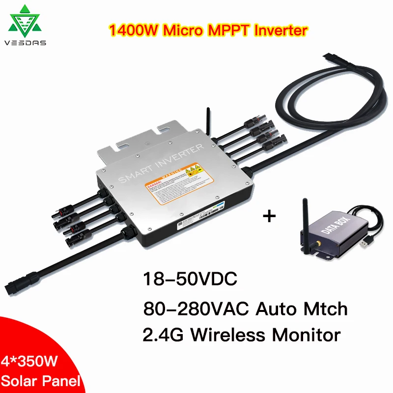 1400 Вт IP65 Солнечная Сетка Tie микро инвертор SG1400 MPPT микроинвертор инверсор 18-50VDC 80-280VAC Авто подходит для 4*350 солнечных панелей