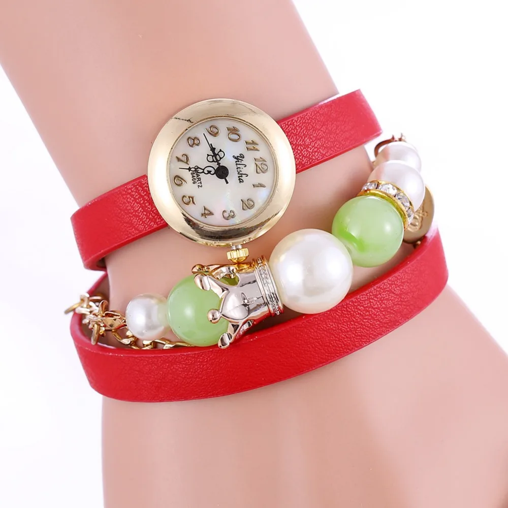 

Fashion Luxury Pearl Rhinestone Women Watch Leather Bracelet Watch Rose Gold Case Waterproof Quartz Women Watch Relogio Feminino