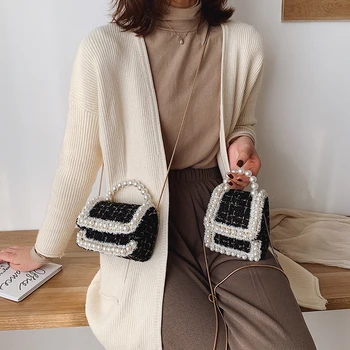 

Women Crossbody Bag 2019 Brand Female Beading Chain Small Square Bag Luxury Designer Popular Fashion Lady Shoulder Messenger Bag