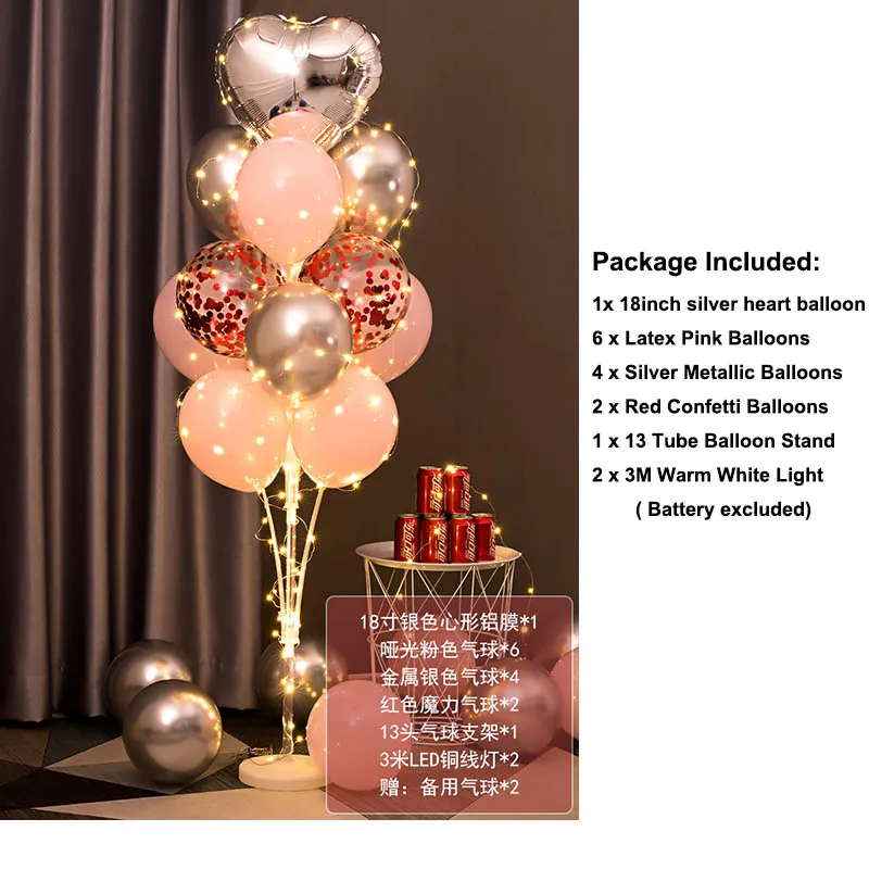 Ainiv 2 Set Table Balloon Stand Kit With Lights, Light Up - View #6