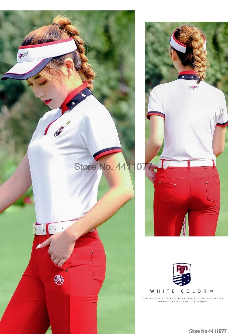 Pgm, женские штаны для гольфа, костюм, женская дышащая одежда для гольфа, летняя рубашка с коротким рукавом, высокоэластичные Тонкие штаны D0737