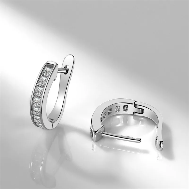 Серьги-клипсы для женщин, 925 серебро, простая мода, кубический цирконий, свадебные, обручальные ювелирные изделия, Brincos, аксессуары CCE640