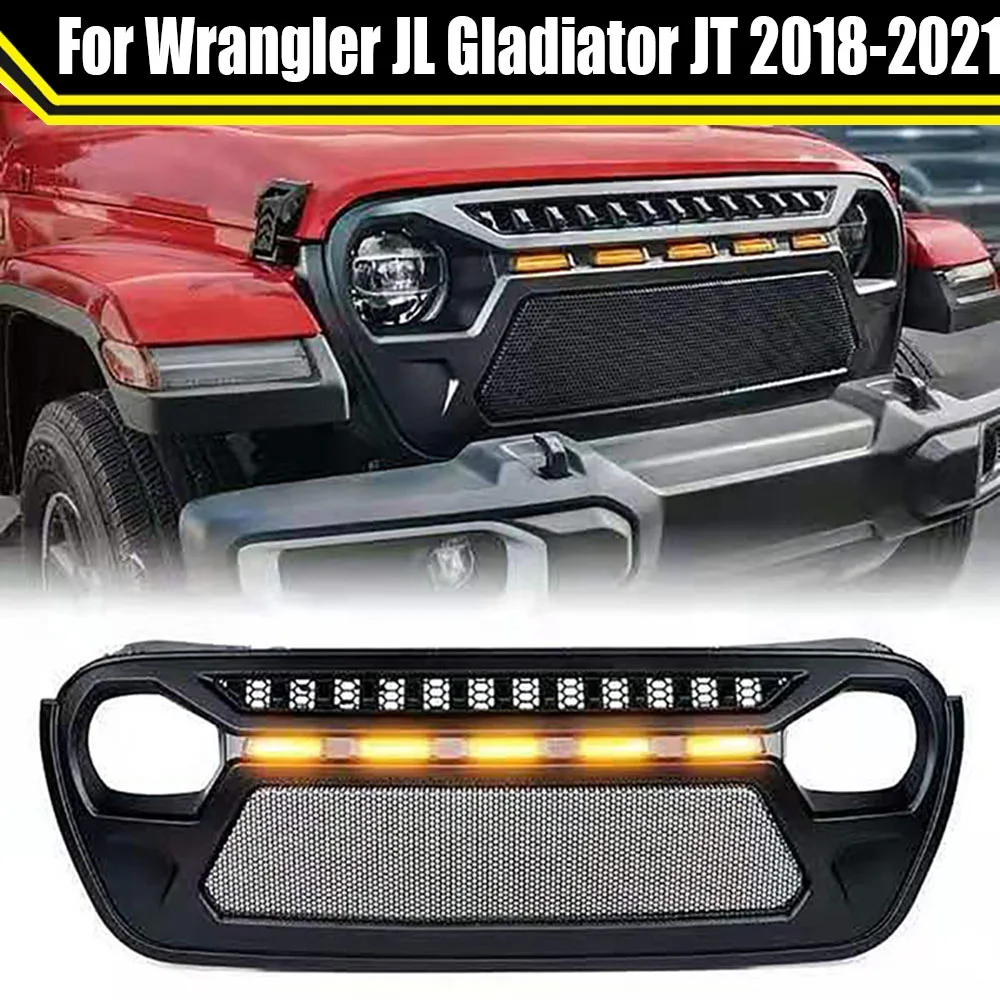 Offroad Style Accessories Metal Mesh Grille With 5 Led Lights For Jeep