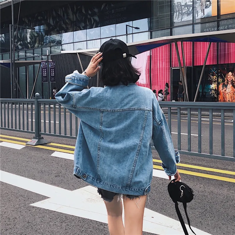 

Jeans Coat Women's 2019 Spring And Summer New Style Korean-style Hong Kong Style Long Sleeve Loose-Fit Students Jacket Cowboy Cl