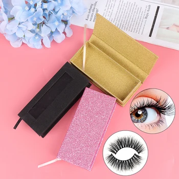 

Sparkling DurableFalse Eyelashes Packaging Box Empty Rectangle Eyelash Lash Box Natural Mink Extension Strip Case