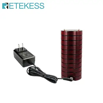 

RETEKESS 10pcs Coaster Pager Receiver +1pc Charging Base For Restaurant Pager Wireless Paging Queuing Calling System 999 Channel