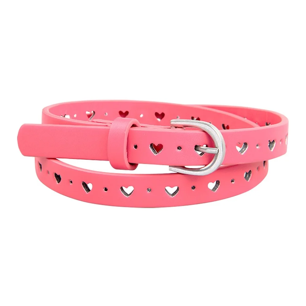 Pink Новинка; Модный Детский пояс для девочек; пояс из искусственной кожи для детей; Рождественский подарок для девочек; розовый, черный, фиолетовый, бежевый цвета; - Цвет: Pink