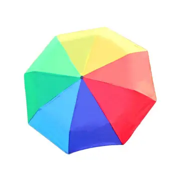 

Rainbow Color Compact Color Umbrella Large Umbrella Outdoor Waterproof Anti-UV Parasols Travel Umbrella Protection Fashion