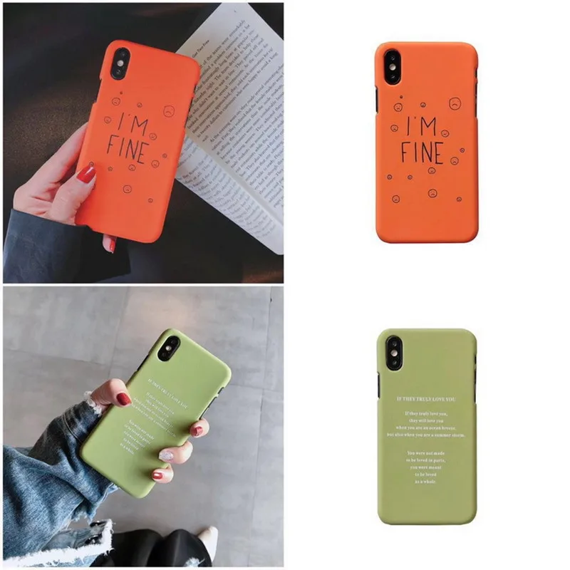Ретро цвет оранжевый Matcha зеленый письмо пара телефон чехол для iphone X XS Max XR 7 6 6s 8 Plus