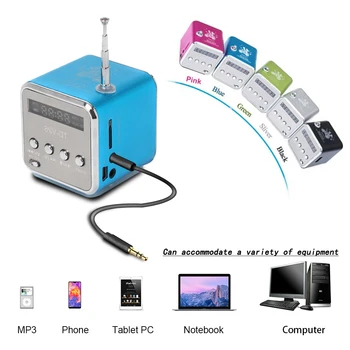 

Portable Radio Digital FM Speaker Receiver With LCD Stereo Loudspeaker Support Micro TF Card For Mobile Phone PC Music Player