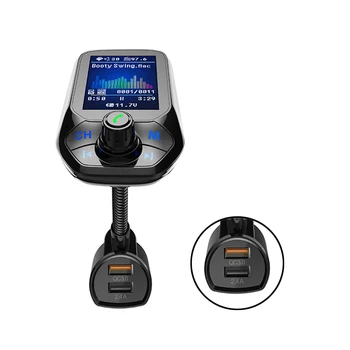 

1.8in Display Car Handsfree Wireless Bluetooth 5.0 receiver Kit FM Transmitter Dual USB QC3.0 Charger lossless Music MP3 Player