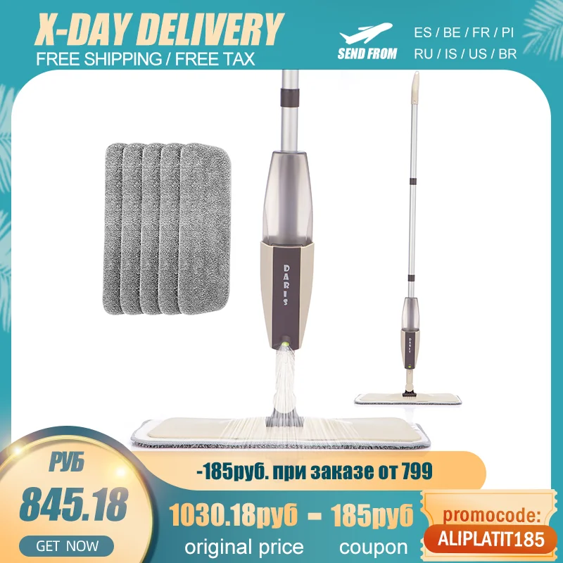 Floor-Mop Tiles Spray Microfiber-Pads Ceramic Home-Kitchen-Laminate 360-Degree-Handle