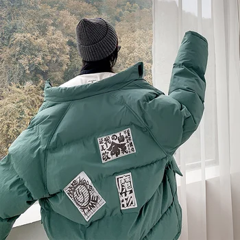 

New autumn and winter 2019 cartoon printed cotton suit loose casual stand collar fashion personality youth men's wear