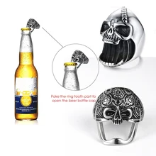 Открывалка в виде черепа, многофункциональное кольцо с черепом для мужчин, открывалка для бутылок из нержавеющей стали, скелет в стиле готика, панк, Винтаж, шрам