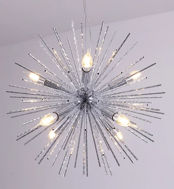 Silver 8 LED 55CM LuKLoy, лофт, люстра, светильник, подвесной светильник, Одуванчик, блестящий солнечный свет, кухонный счетчик, подвесной светильник, Подвесная лампа - Цвет абажура: Silver 8 LED 55CM