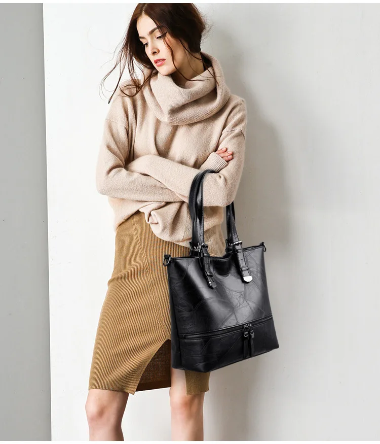 

New Pu Bucket Women's Bag Simple Large Bag Single Shoulder Messenger Bag Women Handbag