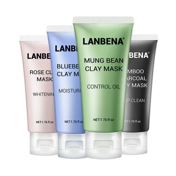 

Deep Cleaning Mung Bean Clay Face Mask+Bamboo Charcoal+Blueberry+Rose Remove Blackhead oil controlling Whitening Shrinks Pores