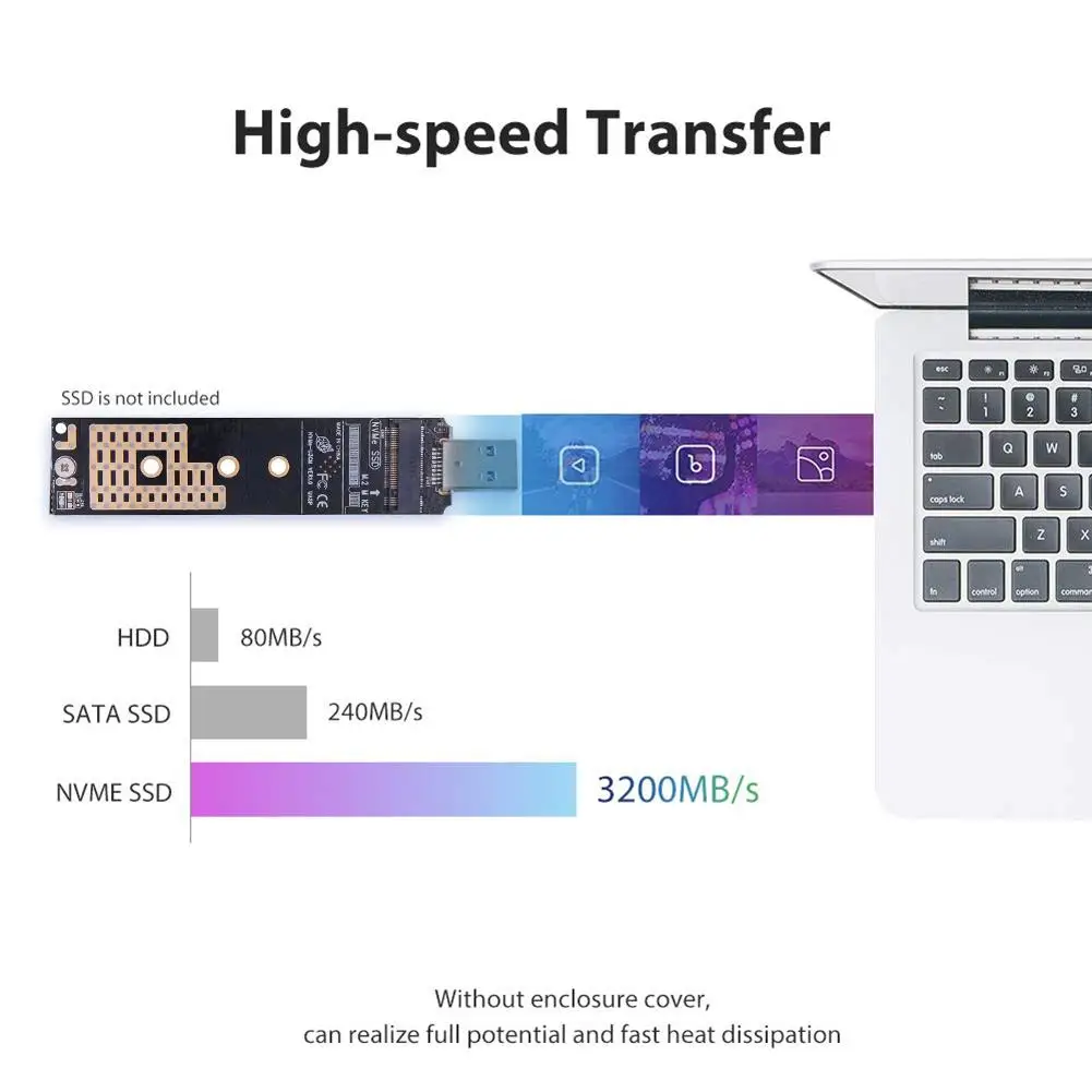 NVME к USB адаптеру M.2 SSD к USB 3,1 type A адаптер для жесткого диска из алюминиевого сплава 10 Гбит/с USB 3,1 Gen 2 чип