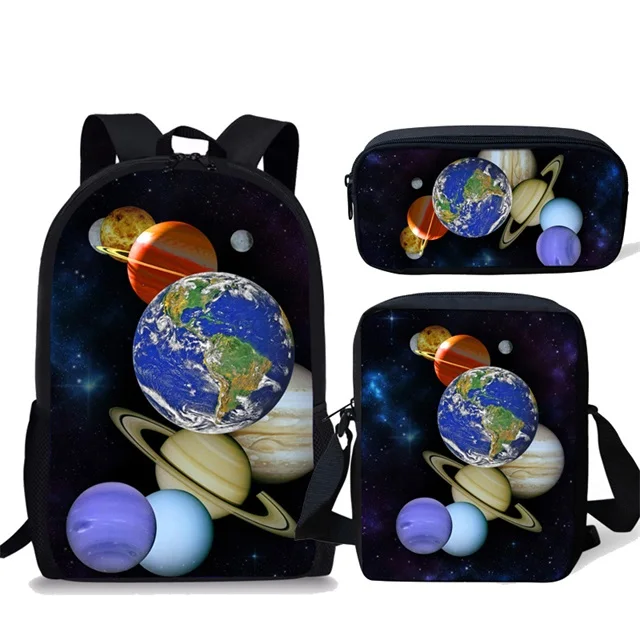 3 шт./компл. многоцветный Galaxy с космическим звездным Принтом Рюкзак для девочек-подростков; для мальчиков и девочек, классические, уникальные детские школьные сумки студент дети рюкзак - Цвет: 3