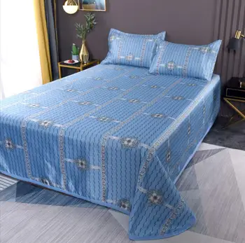 

Summer Silk Household Sheets Textile Bedding Bed Sheet Bedspread Mattress Section Dust Cover With Pillowcase 230x250cm F0222