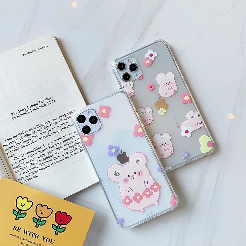 Милый чехол для телефона с изображением цветка мышки для iphone 11Pro Xs MAX XR X 6 6s 7 8 plus 11 простой мягкий чехол из ТПУ