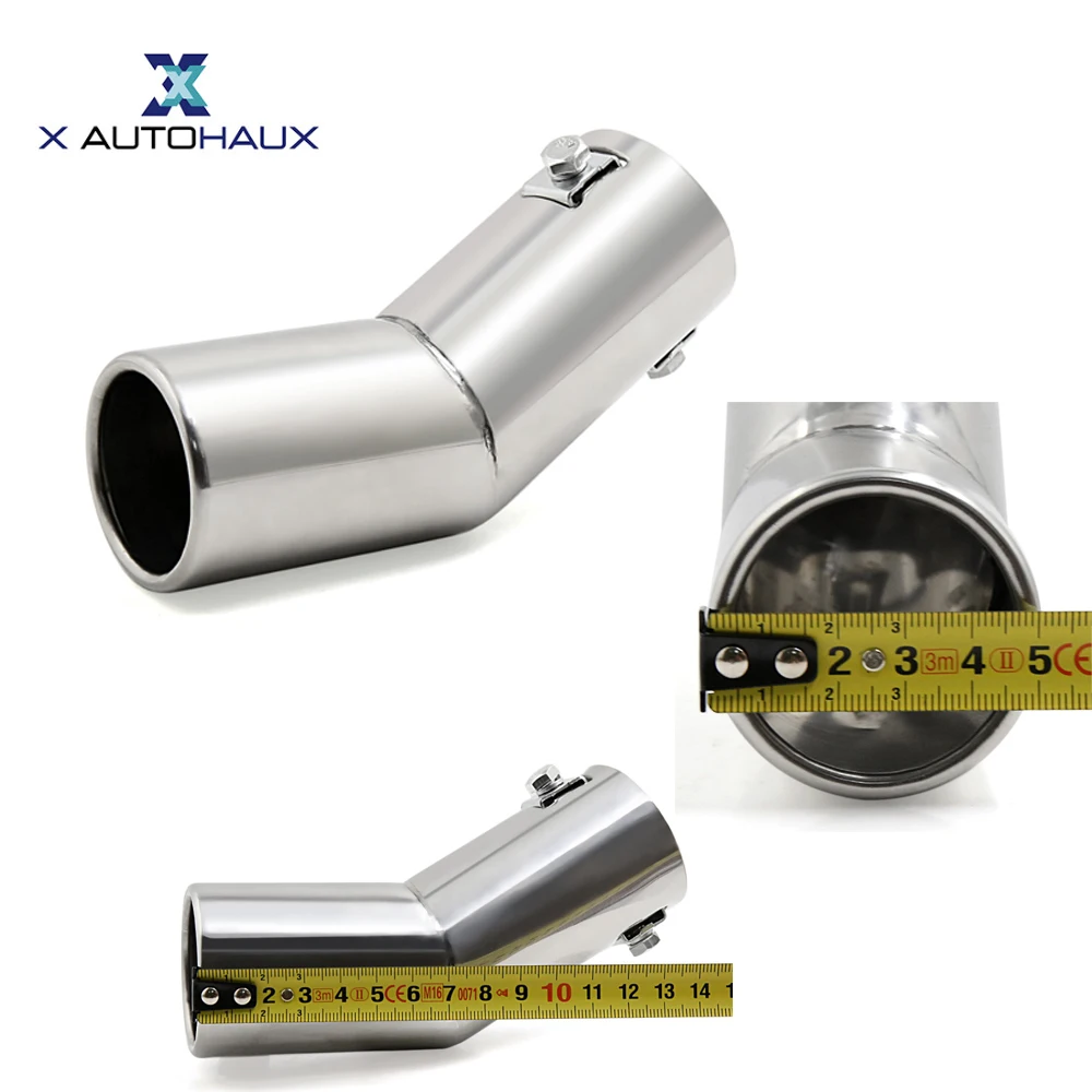 X AUTOHAUX Universal Stainless Steel Curved Exhaust Tail Car Muffler