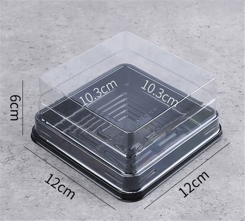 100pcs 12x12xH6cm 100 шт прозрачная упаковочная бумажная коробка для Мусса с ручкой для конфет \ тортов \ Упаковка для десертов коробки круглая квадратная пленка для Мусса - Цвет: 100pcs 12x12xH6cm