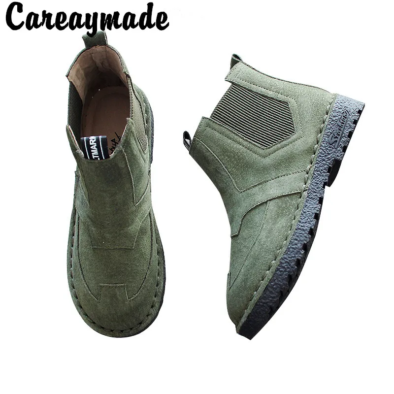 

Careaymade-Art RETROE real leather women's boots,casual flat sole and ankle short tube boots warm and fur winter snow boots
